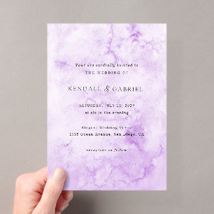 Invitations En Acrylique Kendall Purple Aquarelle Mariage élégant