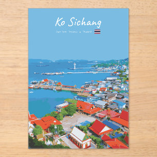 Invitations En Acrylique Ko Sichang, Thaïlande - Vue animée du port