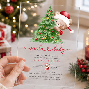 Invitations En Acrylique La Baby Shower du Père Noël