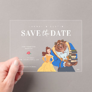 Invitations En Acrylique La beauté et le conte de la bête Sauvez la date