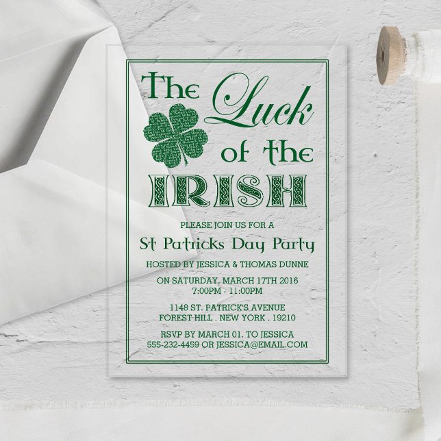 Invitations En Acrylique La chance de la Saint Patrick irlandaise (Créateur téléchargé)
