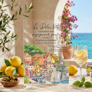 Invitations En Acrylique La Dolce Vita Fête de Fiançailles sur la Riviera i