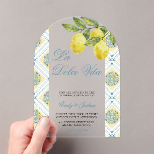 Invitations En Acrylique La Dolce Vita Moderne Citron Arc Mariage