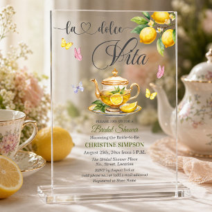 Invitations En Acrylique La Dolce Vita Théière à Citron pour la Mariée
