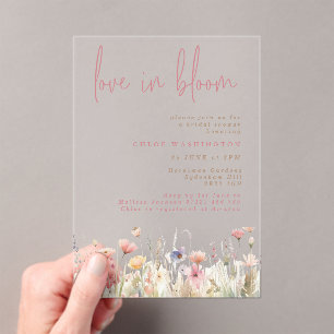 Invitations En Acrylique L'amour en fleurs Fête des mariées rose Fleurs