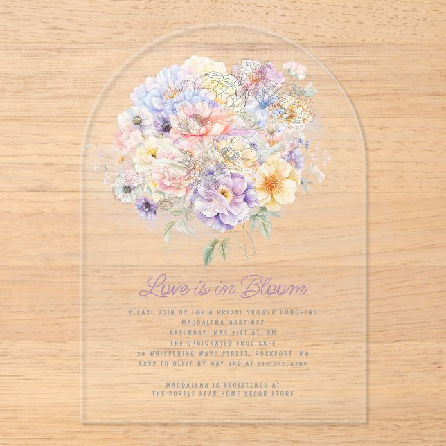 Invitations En Acrylique L'amour est dans la Fête des mariées d'arche fleur (Recto)