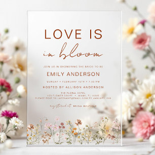 Invitations En Acrylique L'amour est en fleurs Baby Shower de mariage champ