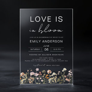 Invitations En Acrylique L'amour est en fleurs Baby Shower de mariage champ