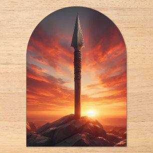 Invitations En Acrylique Lance Épique dans un Paysage de Coucher de Soleil