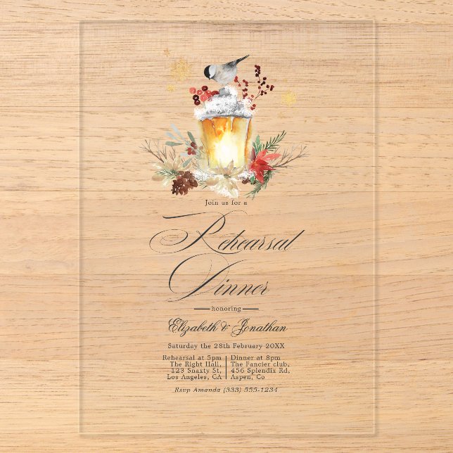 Invitations En Acrylique Lanterne de l'hiver rustique transparente pour dîn (Recto)