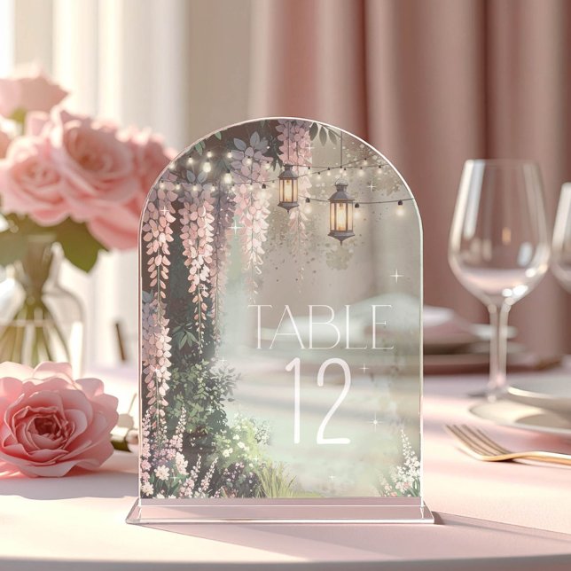Invitations En Acrylique Lanternes de jardin enchantées Sweet 16 rose ID116 (Créateur téléchargé)