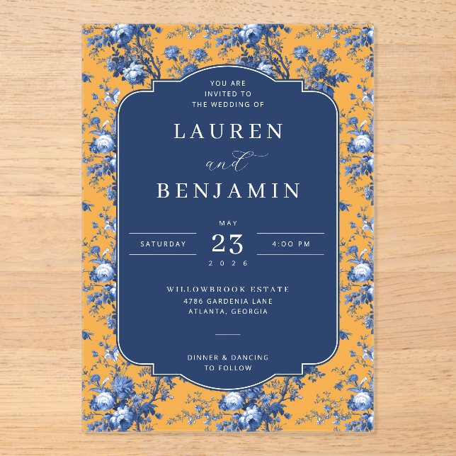 Invitations En Acrylique Lapis Rose Wedding (Recto)
