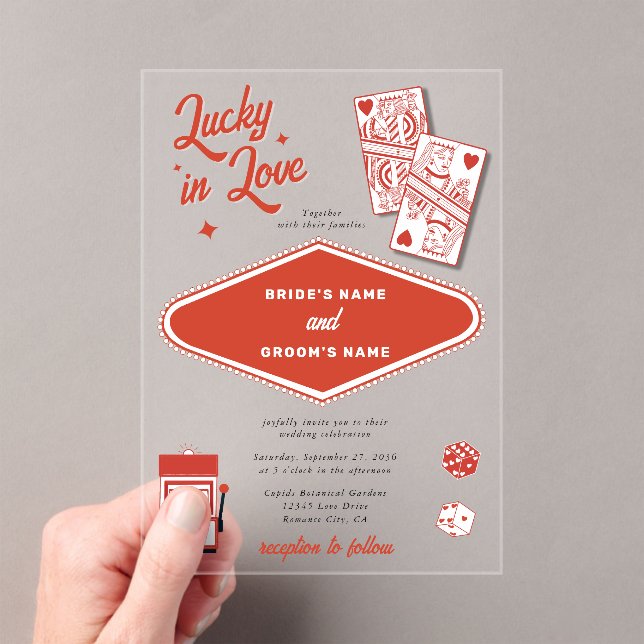 Invitations En Acrylique Las Vegas Destination Casino Lucky in Love Mariage (In situ (ordinateur de poche))