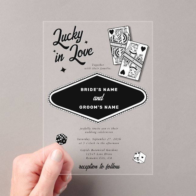 Invitations En Acrylique Las Vegas Destination Casino Lucky in Love Mariage (In situ (ordinateur de poche))