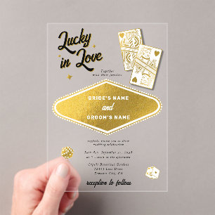 Invitations En Acrylique Las Vegas Destination Casino Mariage Lucky in Love