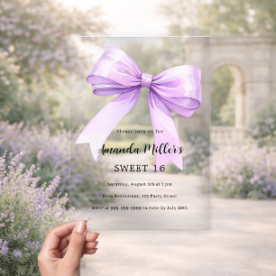 Invitations En Acrylique Lavande crème arc clair Sweet 16