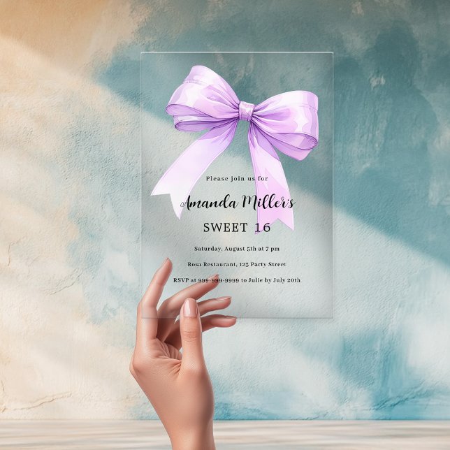 Invitations En Acrylique Lavande crème arc clair Sweet 16 (Créateur téléchargé)