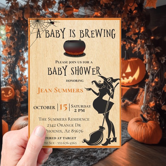 Invitations En Acrylique Le bébé d'Halloween brasse le Baby shower sorcier (Créateur téléchargé)