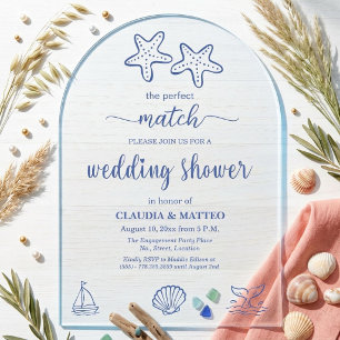 Invitations En Acrylique Le Couple d'étoiles de mer The Perfect Match Cérém