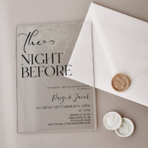 Invitations En Acrylique Le Dîner de Répétition de Mariage Minimal la Veill