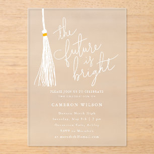 Invitations En Acrylique Le Futur Est Bright White Tassel Graduation Party