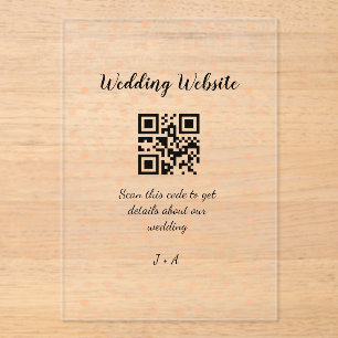 Invitations En Acrylique Le site web mariage scanner code QR pour les détai