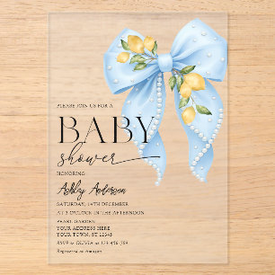 Invitations En Acrylique Lemon Bow Pearl Baby Shower