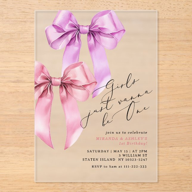 Invitations En Acrylique Les filles veulent juste être une fille jumelle 1e (Recto)
