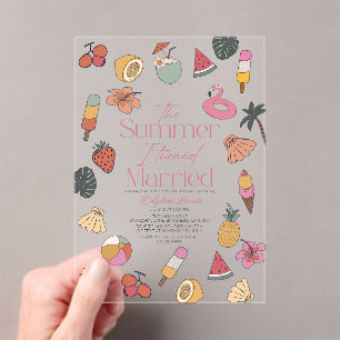 Invitations En Acrylique L'été, je suis devenu marié Fête des mariées tropi