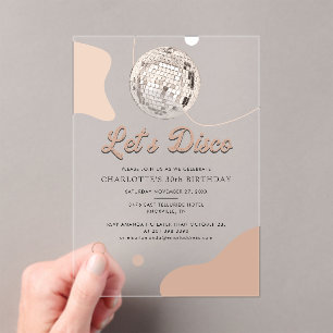 Invitations En Acrylique Lets Disco Retro Super 30e fête d'anniversaire