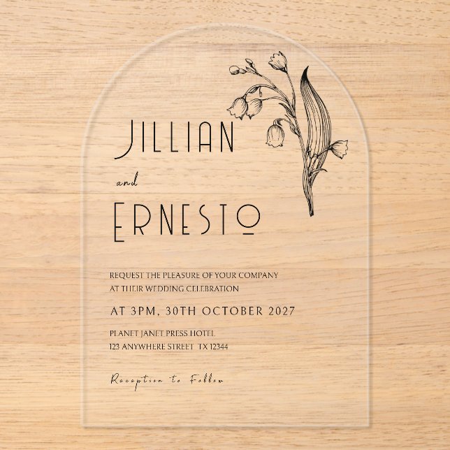 Invitations En Acrylique Lily de Valley || Aucune couleur enlevée Illus per (Recto)