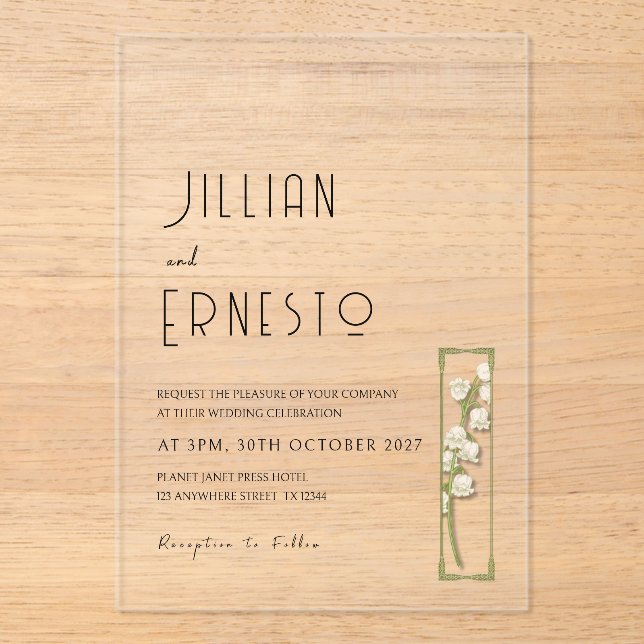 Invitations En Acrylique Lily de Valley || Image couleur v1 personnalisée (Recto)