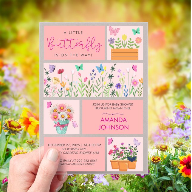 Invitations En Acrylique Little Butterfly est sur une route Mignonne Whimsi (Créateur téléchargé)