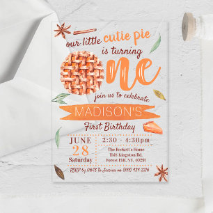 Invitations En Acrylique Little Cutie Pie Automne 1er Anniversaire