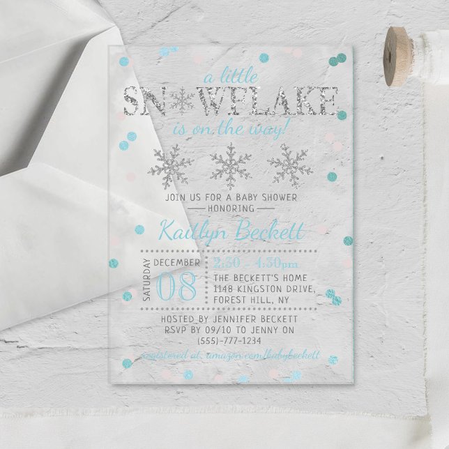 Invitations En Acrylique Little Snowflake Boys Baby shower d'hiver (Créateur téléchargé)