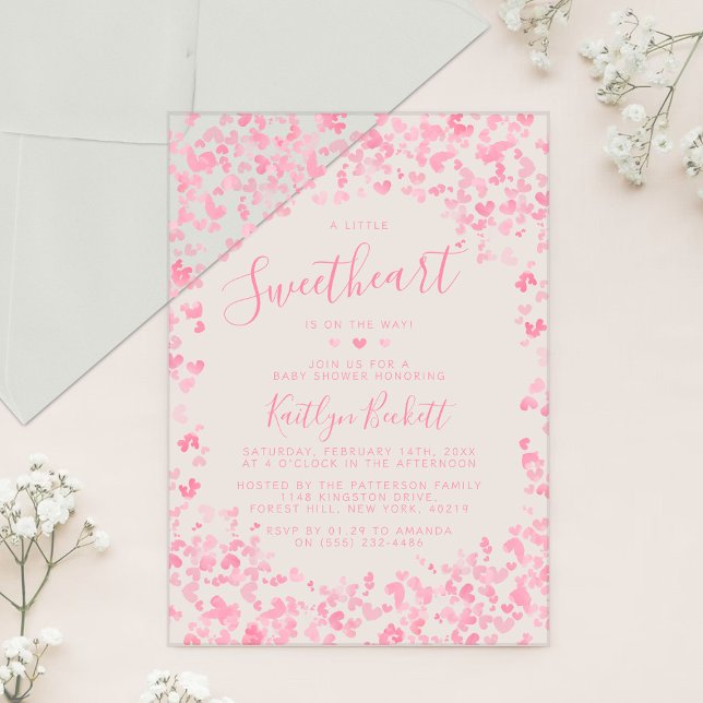 Invitations En Acrylique Little Sweetheart Valentine's Day Baby Shower (Créateur téléchargé)