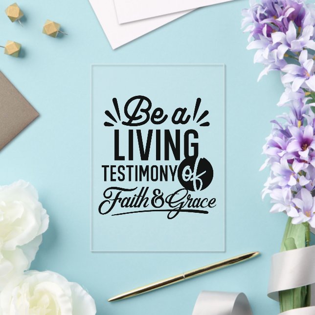 Invitations En Acrylique Living Testimony Bible Quote Christian Motivation (Insitu (Mariage))
