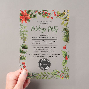 Invitations En Acrylique Logo de l'entreprise Fête de Noël des employés