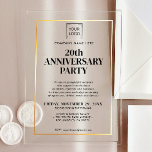 INVITATIONS EN ACRYLIQUE LOGO SOCIÉTÉ ENTREPRISE ÉVÉNEMENT OR NOIR