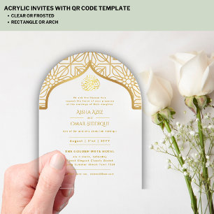 Invitations En Acrylique L'or islamique Nikah Walima Mosquée musulmane Élég