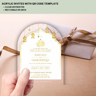 Invitations En Acrylique L'or islamique Nikah Walima Mosquée musulmane Élég