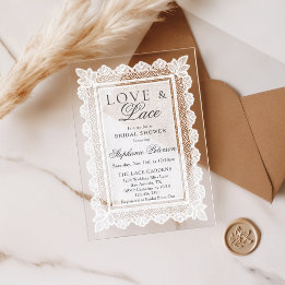 Invitations En Acrylique Love and Lace Vintage Mariage Blanc