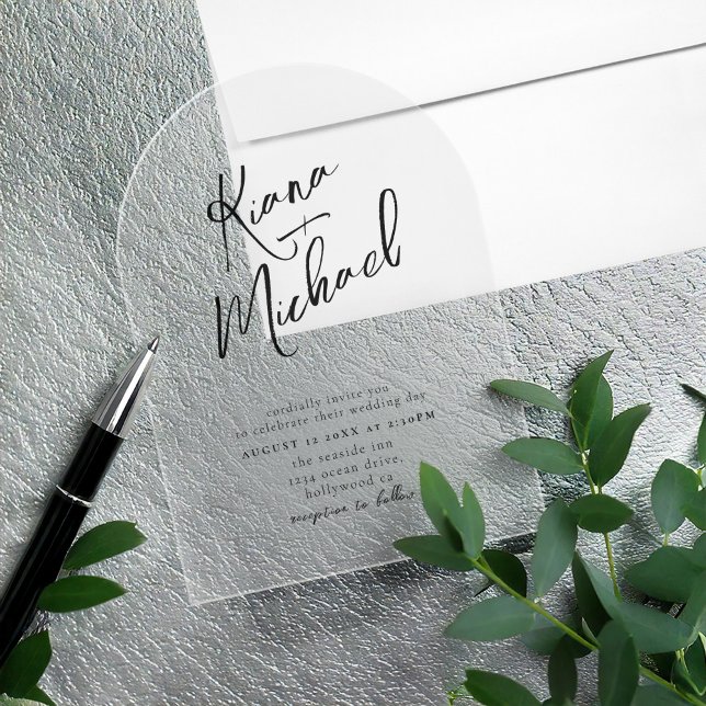 Invitations En Acrylique Love Calligraphy Mariage B&W Arch ID940 (Créateur téléchargé)