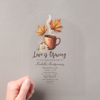 Invitations En Acrylique Love Is Brewing Mariage Automnal de Café