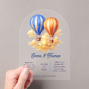 Invitations En Acrylique Love Is in the Air Hot Air Balloon Travel Mariage