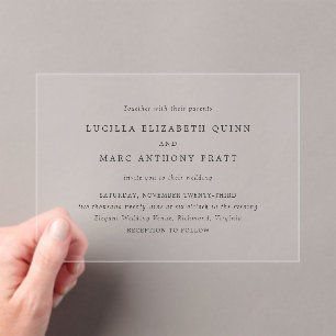 Invitations En Acrylique Lucilla Elegant Mariage moderne