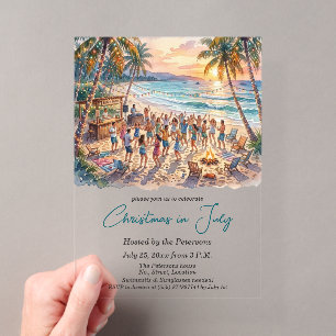 Invitations En Acrylique Lumières de Noël sur des Palmiers Fête de Noël en