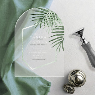 Invitations En Acrylique Lush Palm Leaf Mariage Moss Green ID956