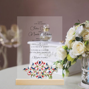 Invitations En Acrylique Luxe Artistique Botanique Floral Mariage Paisley