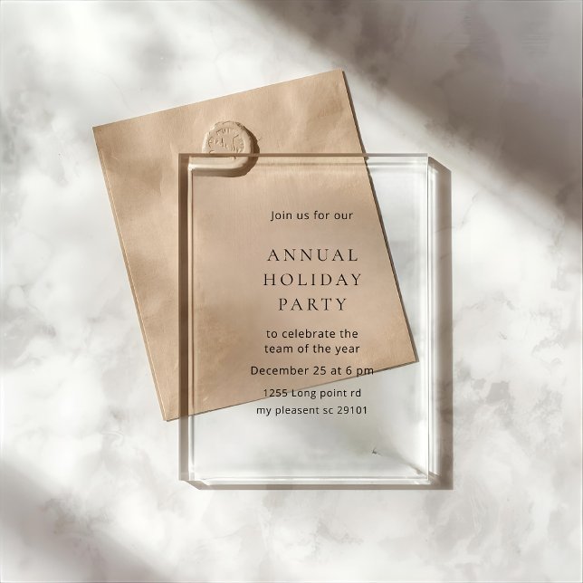 Invitations En Acrylique Luxury Acrylic Annual Holiday Party  (Créateur téléchargé)